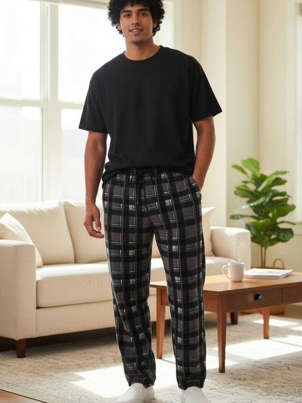 Nevada Men’s Plaid Fleece Pajama Sleep Pants – Gray/Black – Size XL (EUC)